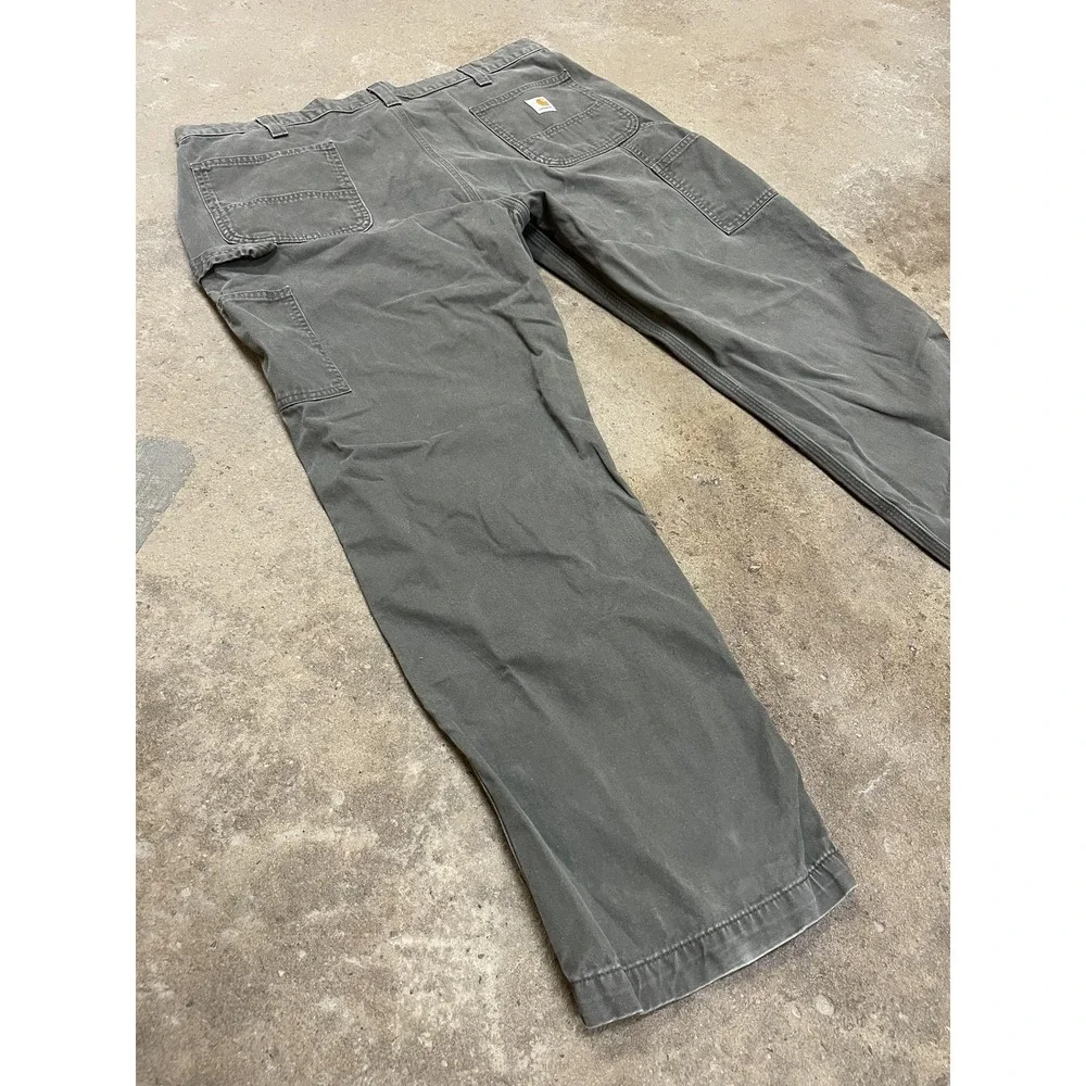 Carhartt Pants Mens‎ 42x32 Gray Relaxed Fit Canvas Carpenter Work B324 DFE